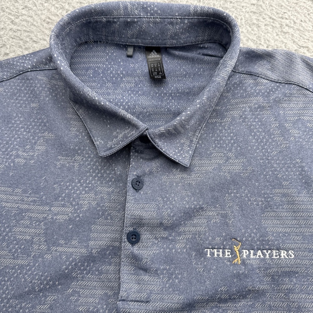 Adidas Golf Polo Shirt Mens XL Blue Geometric The Players Championship Vented